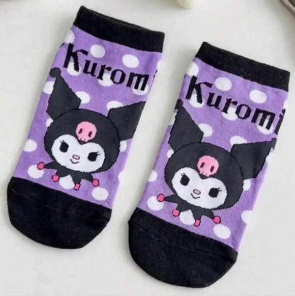Kuromi ankle socks sanrio girls cute hello kitty purple black white women's shoe - Picture 5 of 8